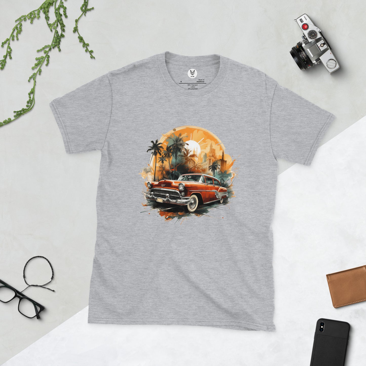 T-shirt unisex z krótkim rękawem „RETRO CAR” ID: 288 (PREMIUM)