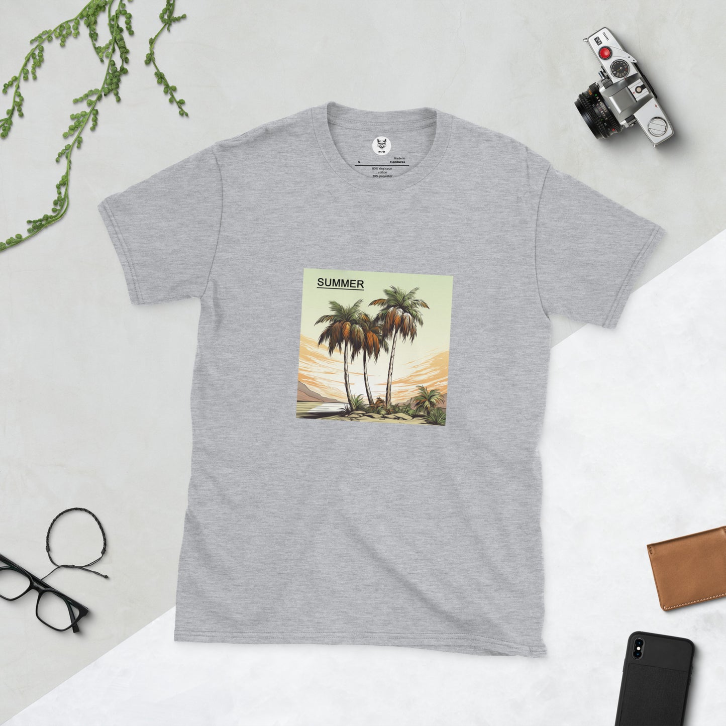 T-Shirt unisex z krótkim rękawem „PALMS SUMMER” ID: 303 (PREMIUM)