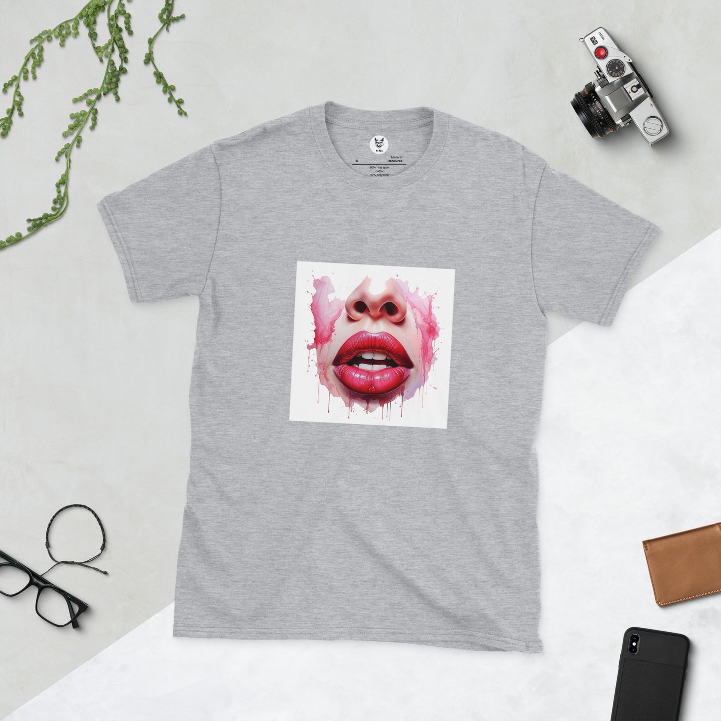 Koszulka unisex z krótkim rękawem „LIPS” ID: 310 (PREMIUM)