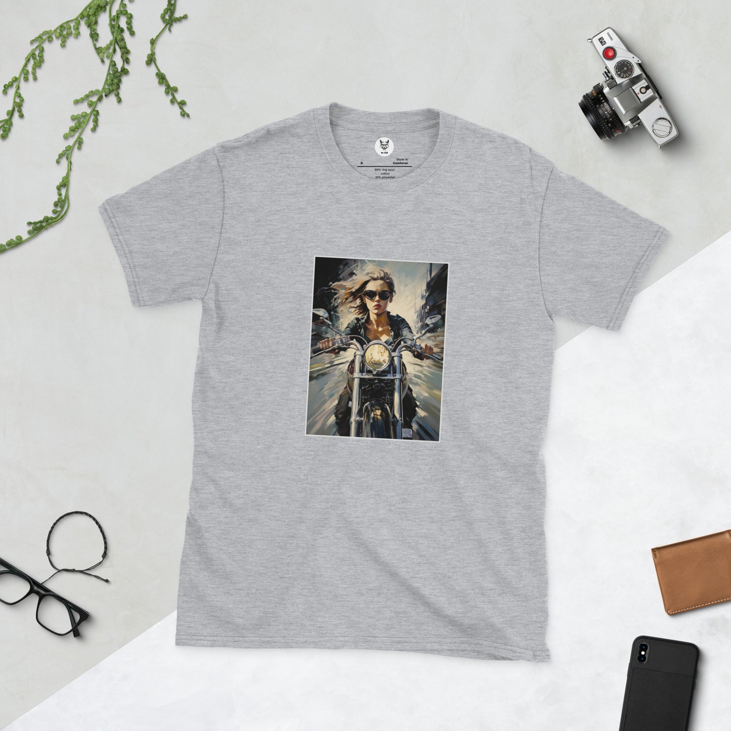 Short-Sleeve Unisex T-Shirt "BIKER GIRL" ID: 322 (PREMIUM)