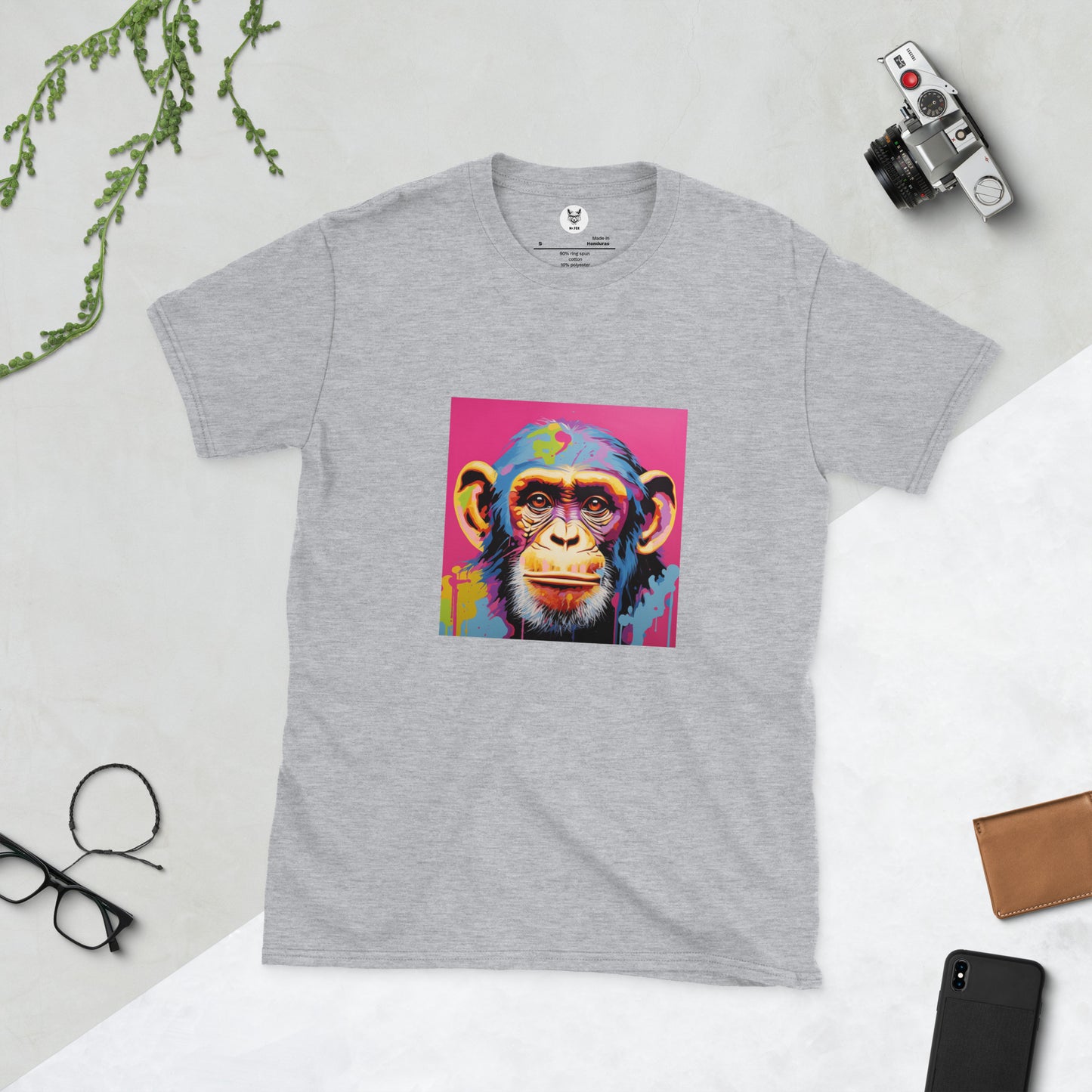 T-shirt unisex z krótkim rękawem „POP ART MONKEY” ID: 301 (PREMIUM)