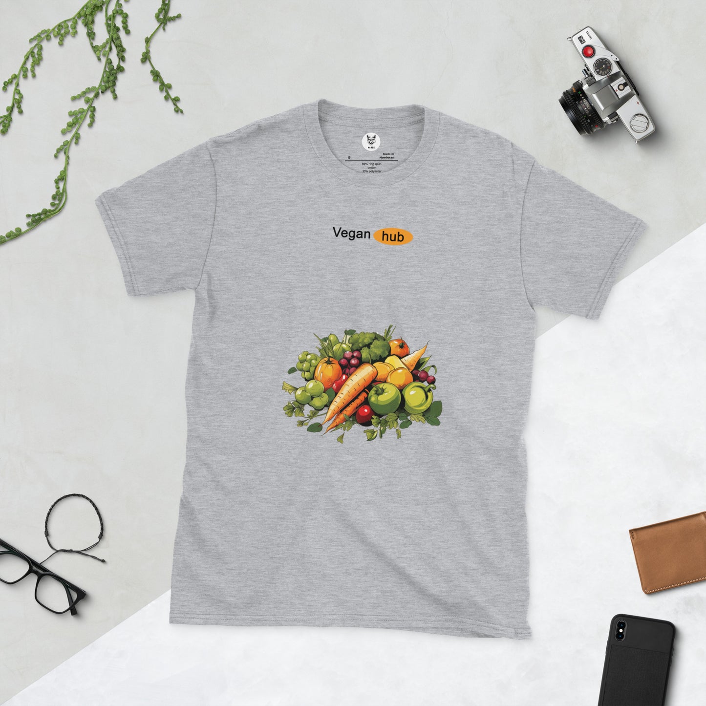 T-shirt unisex z krótkim rękawem „VEGAN HUB” id: 75 (PREMIUM)