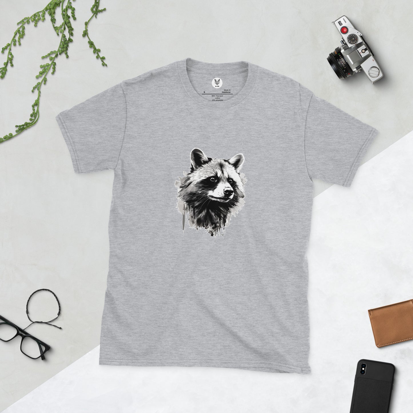 Koszulka unisex z krótkim rękawem „RACCOON” id: 78 (PREMIUM)