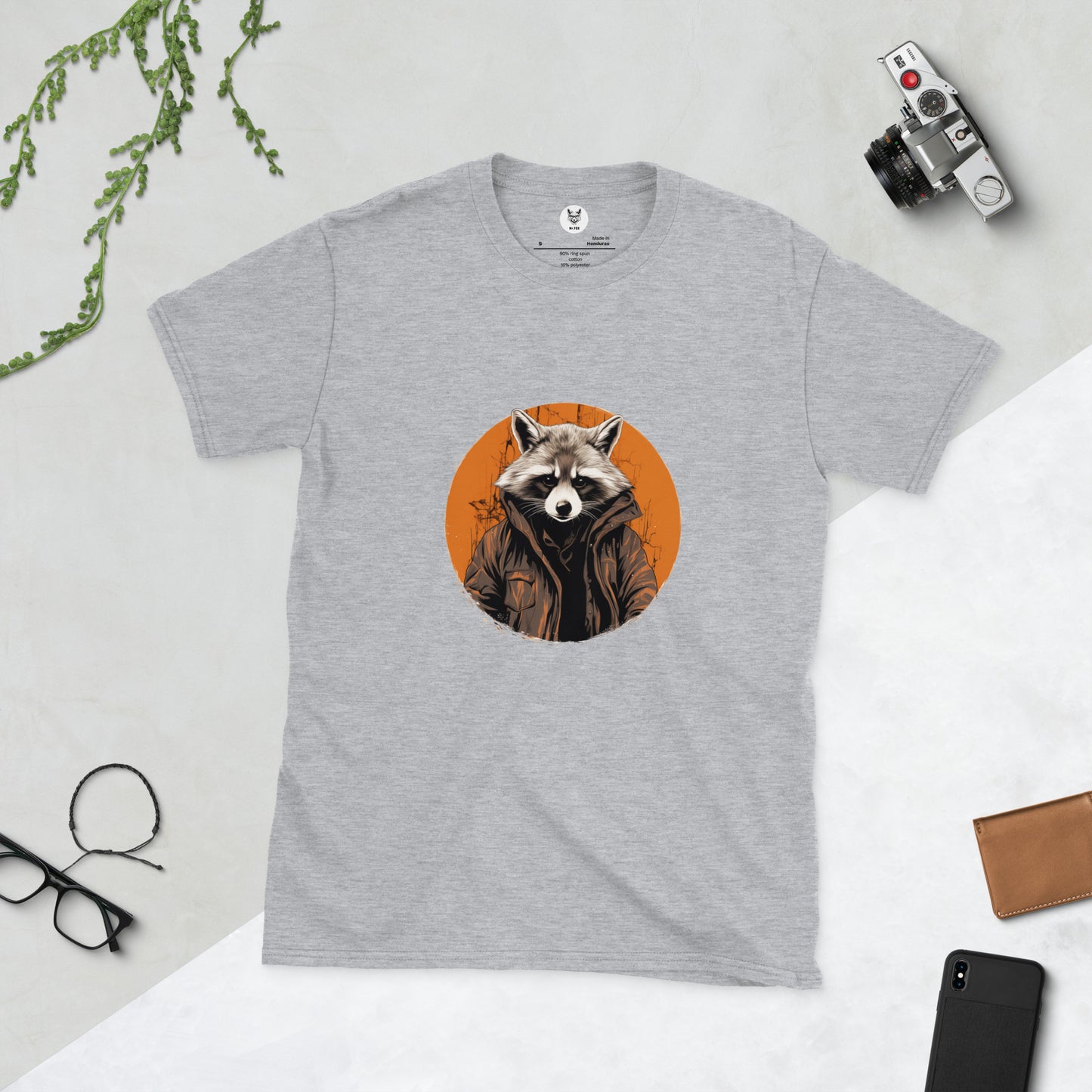 Koszulka unisex z krótkim rękawem „RACCOON” ID: 161 (PREMIUM)