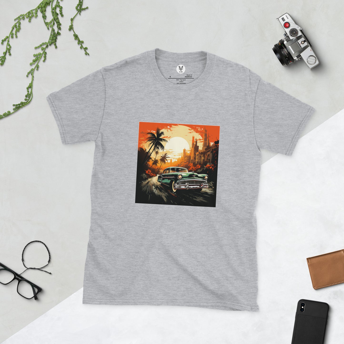 T-shirt unisex z krótkim rękawem „RETRO CAR” ID: 174 (PREMIUM)