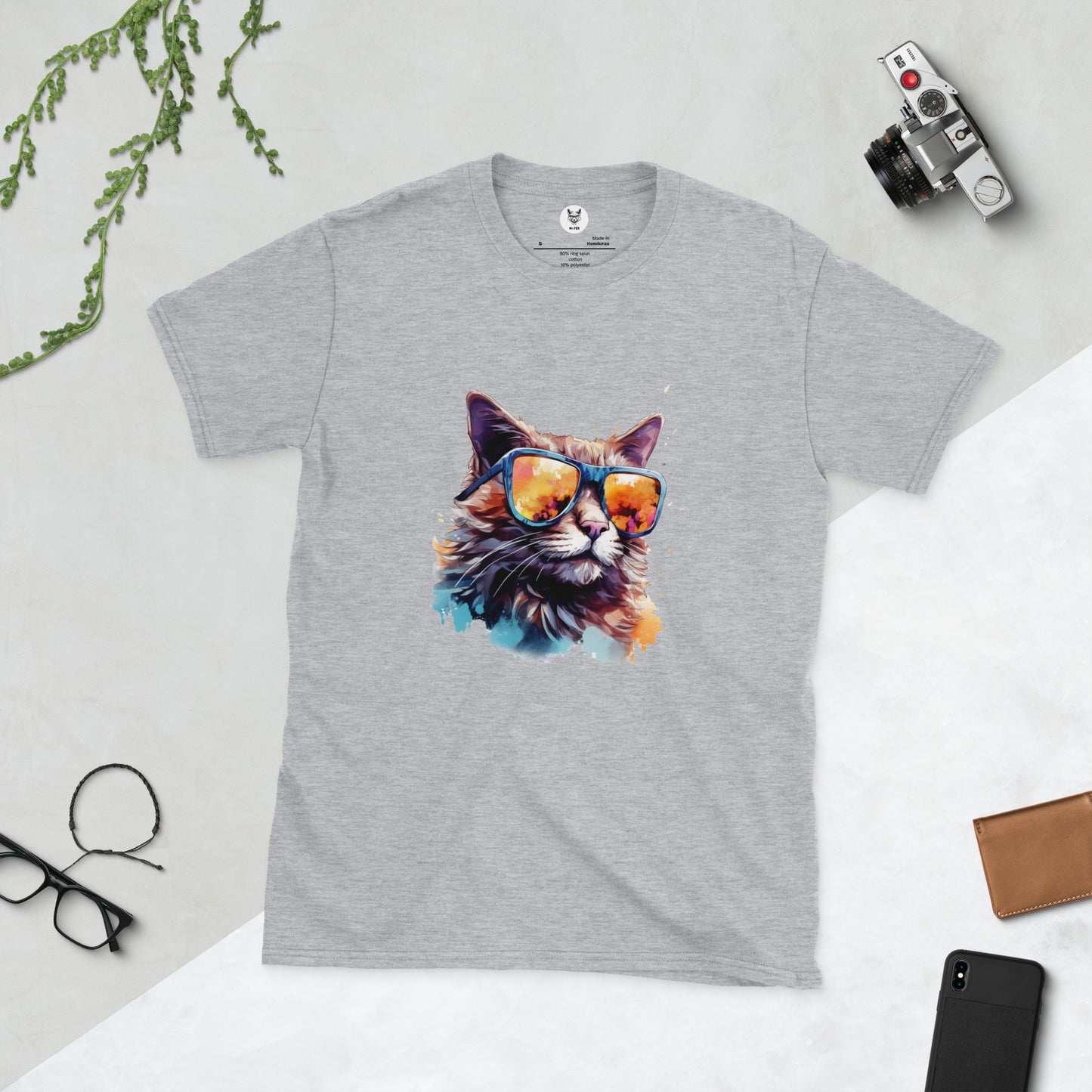 T-shirt unisex z krótkim rękawem „POP ART CAT” ID: 189 (PREMIUM)