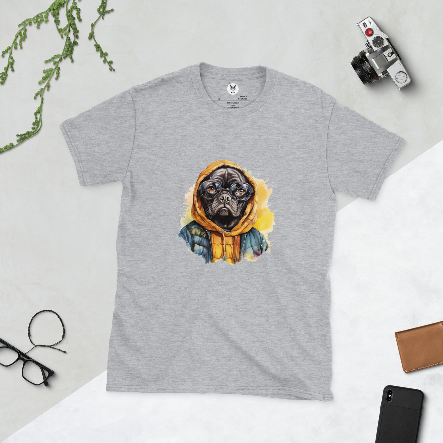 Koszulka unisex z krótkim rękawem "PUG DOG" ID: 213 (PREMIUM)