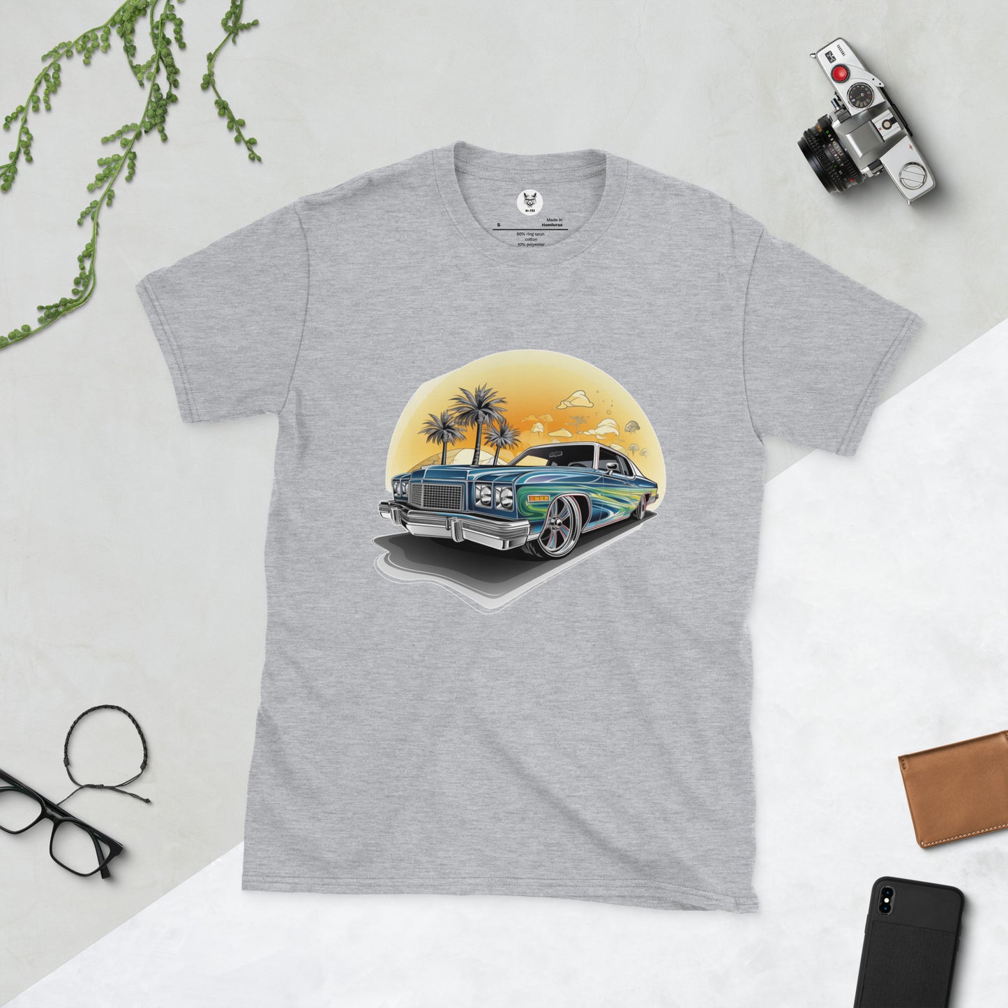 T-shirt unisex z krótkim rękawem „RETRO CAR” ID: 308 (PREMIUM)