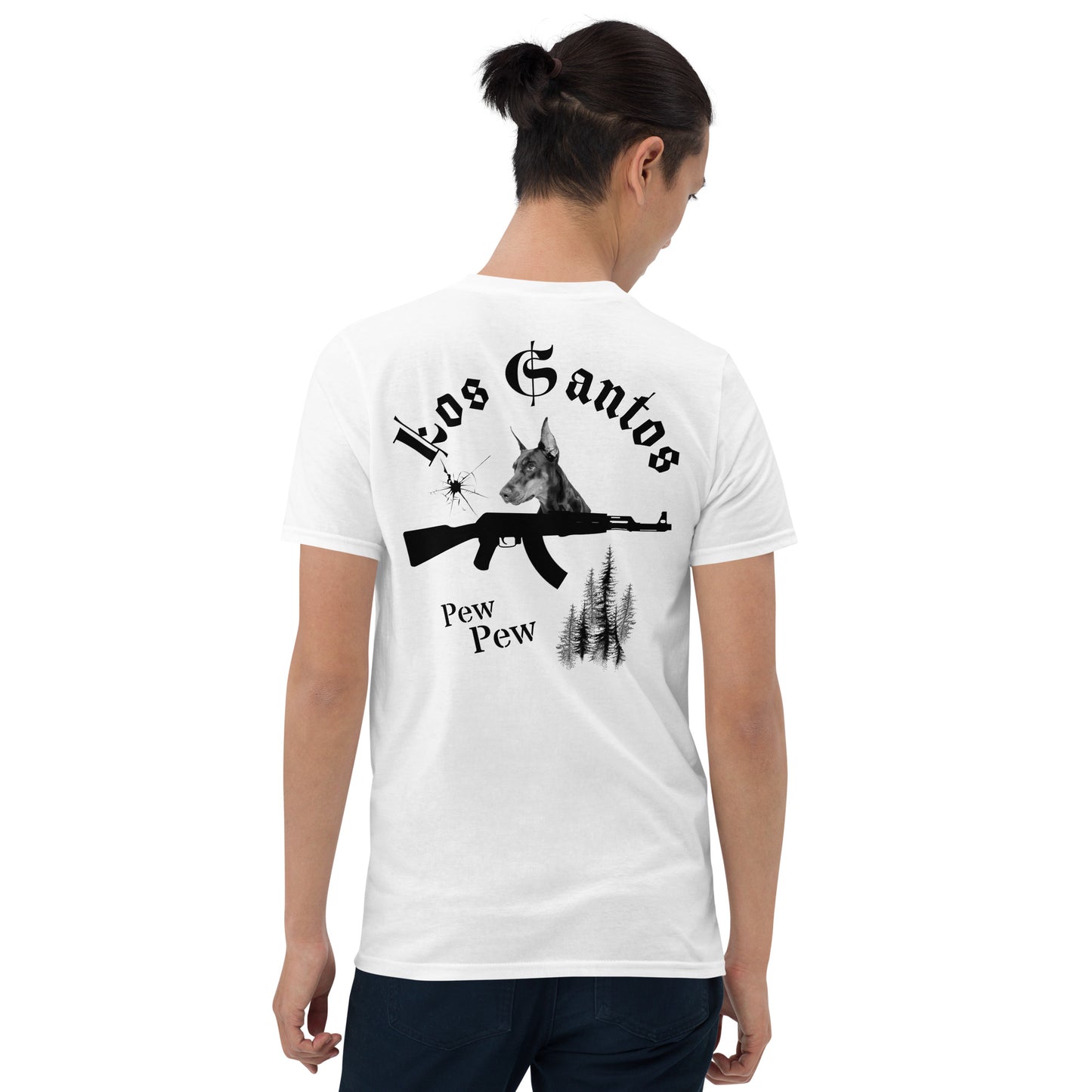 Short-Sleeve Unisex T-Shirt "Dog Los Santos" (back&front) ID: 462 (PREMIUM)