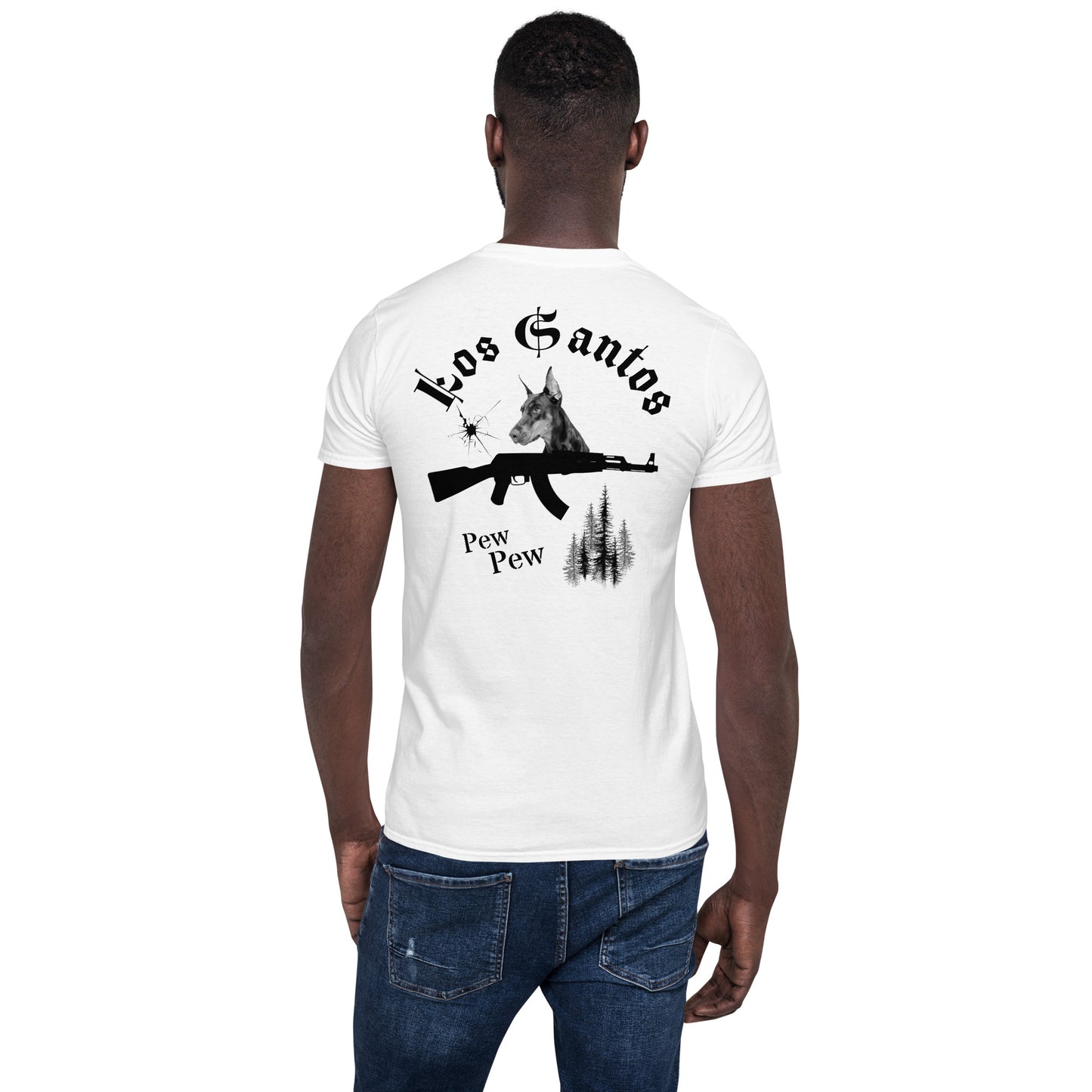 Short-Sleeve Unisex T-Shirt "Dog Los Santos" (back&front) ID: 462 (PREMIUM)