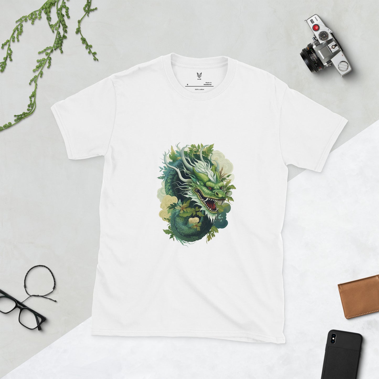 T-Shirt unisex z krótkim rękawem „ZIELONY SMOK” ID: 126 (PREMIUM)