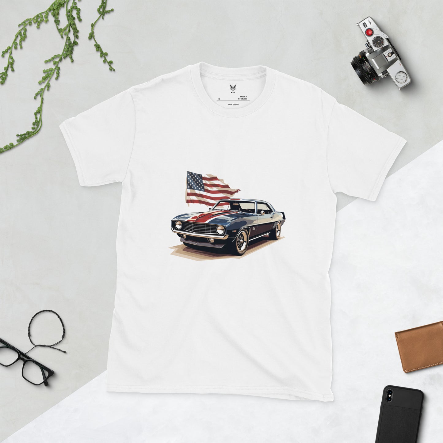 T-shirt unisex z krótkim rękawem „MUSCLE CAR” ID: 154 (PREMIUM)