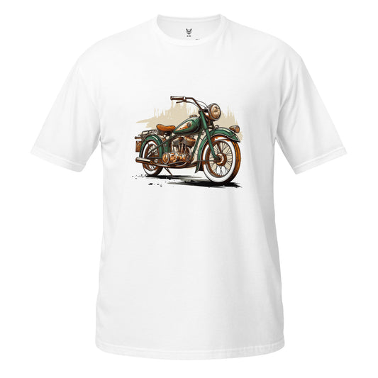 T-shirt unisex z krótkim rękawem „Retro motocykl” ID: 166 (PREMIUM)