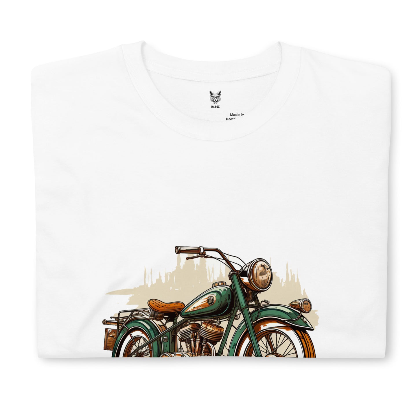 T-shirt unisex z krótkim rękawem „Retro motocykl” ID: 166 (PREMIUM)