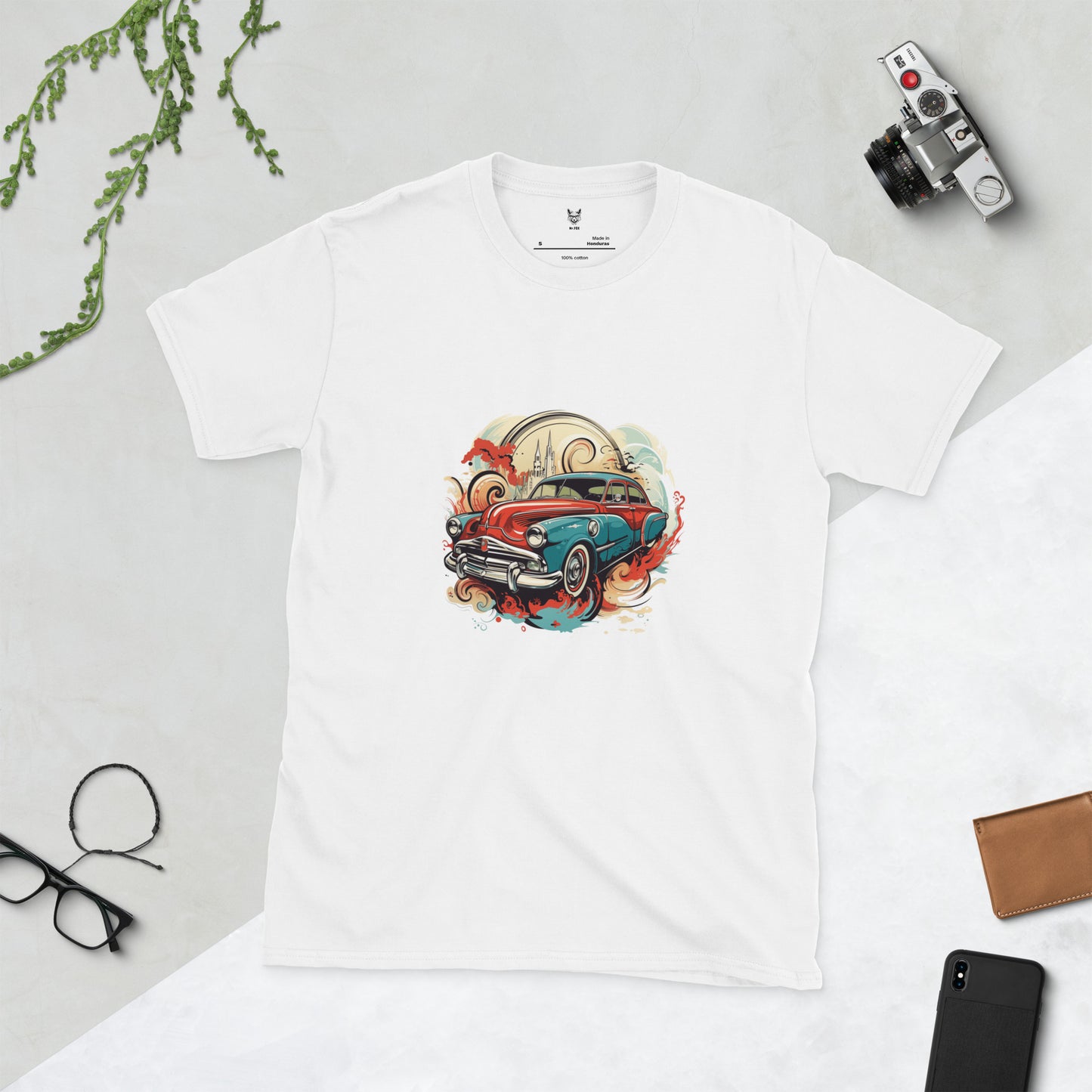 T-shirt unisex z krótkim rękawem „RETRO CAR” ID: 229 (PREMIUM)