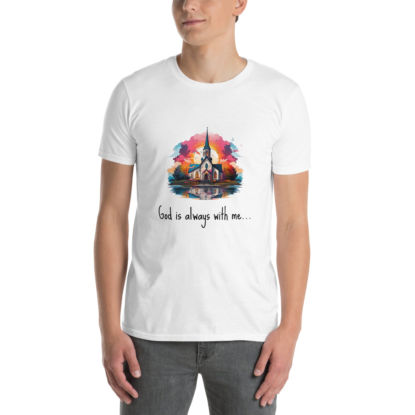 Short-Sleeve Unisex T-Shirt "God is always with me" ID: 243 (PREMIUM)