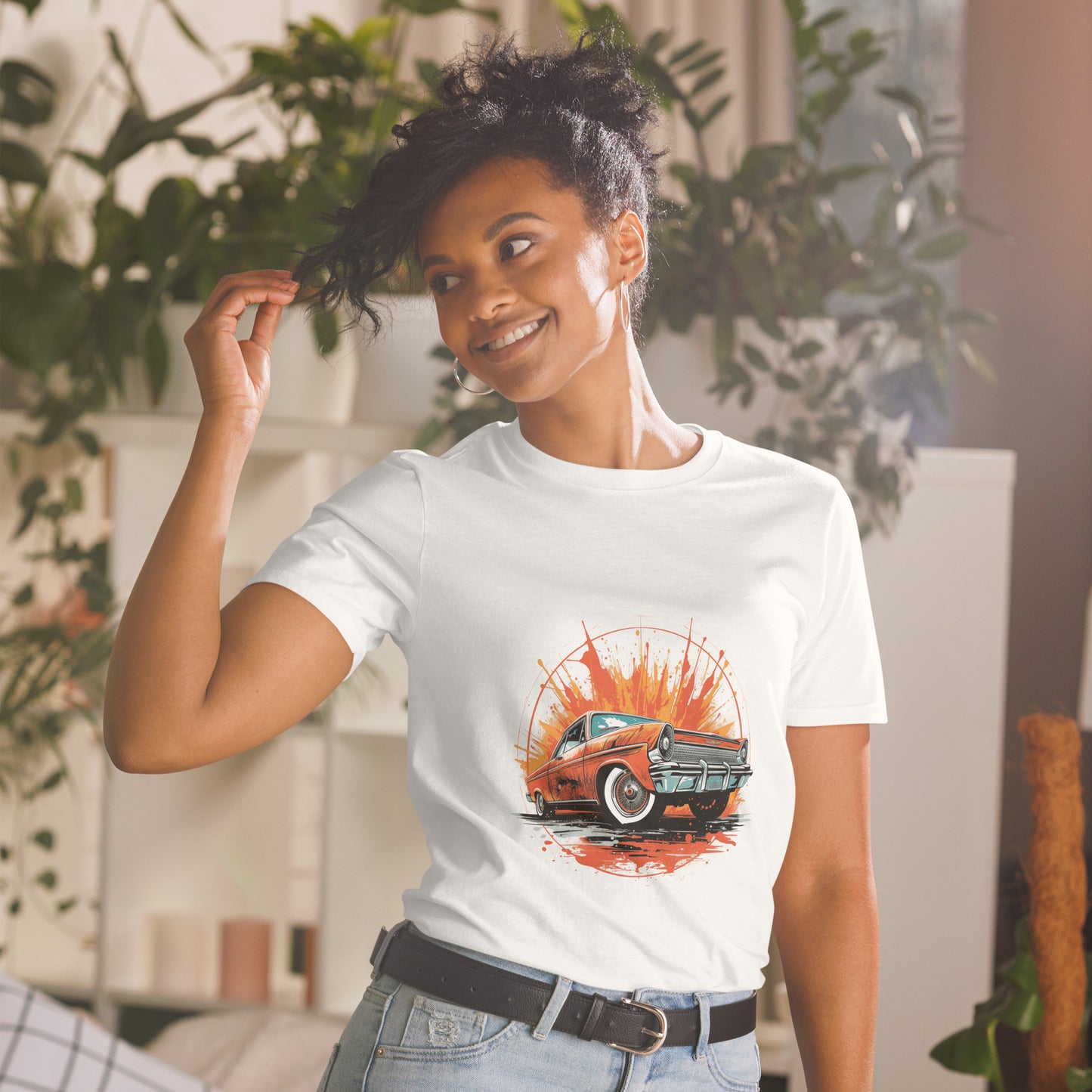 T-shirt unisex z krótkim rękawem „RETRO CAR” ID: 251 (PREMIUM)