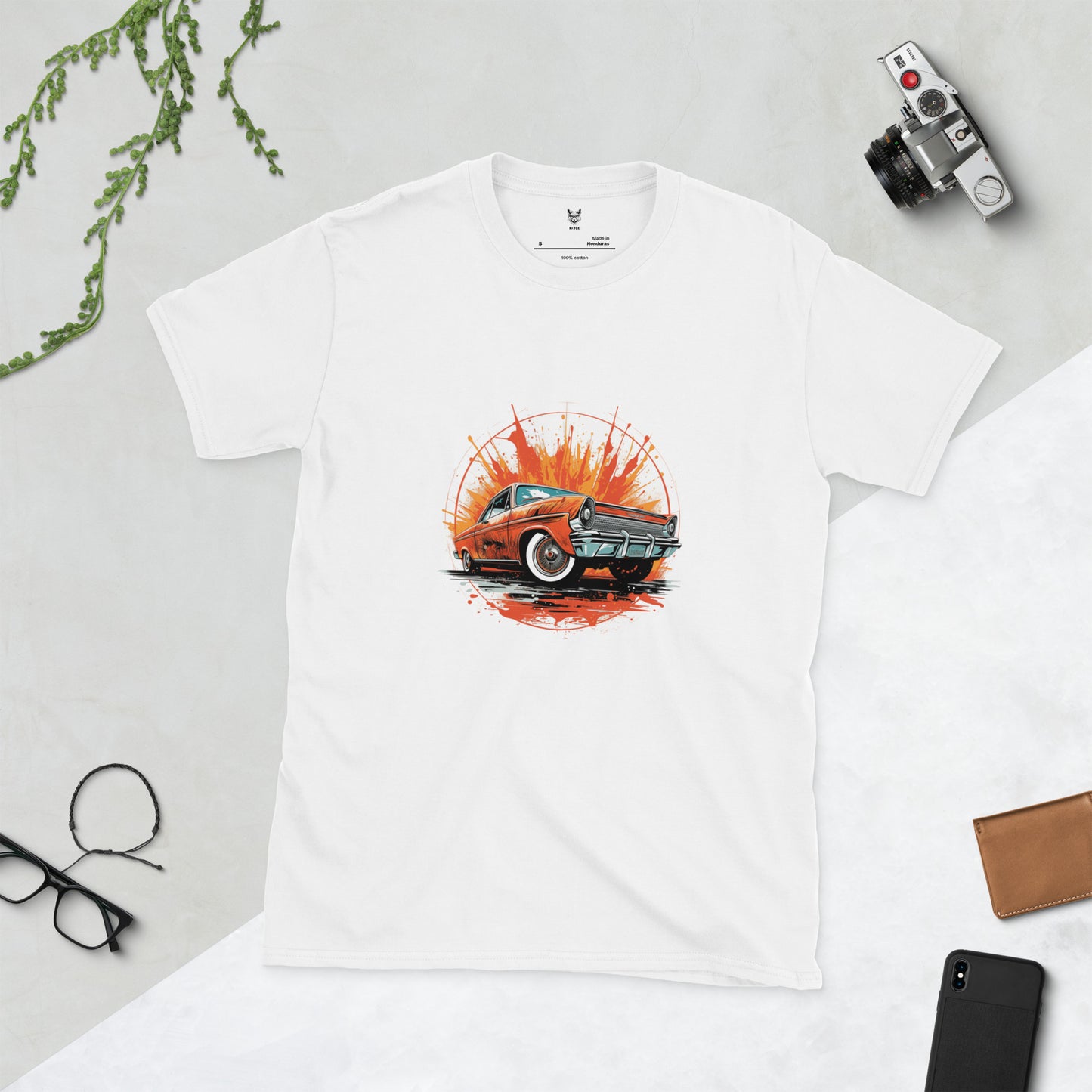 T-shirt unisex z krótkim rękawem „RETRO CAR” ID: 251 (PREMIUM)