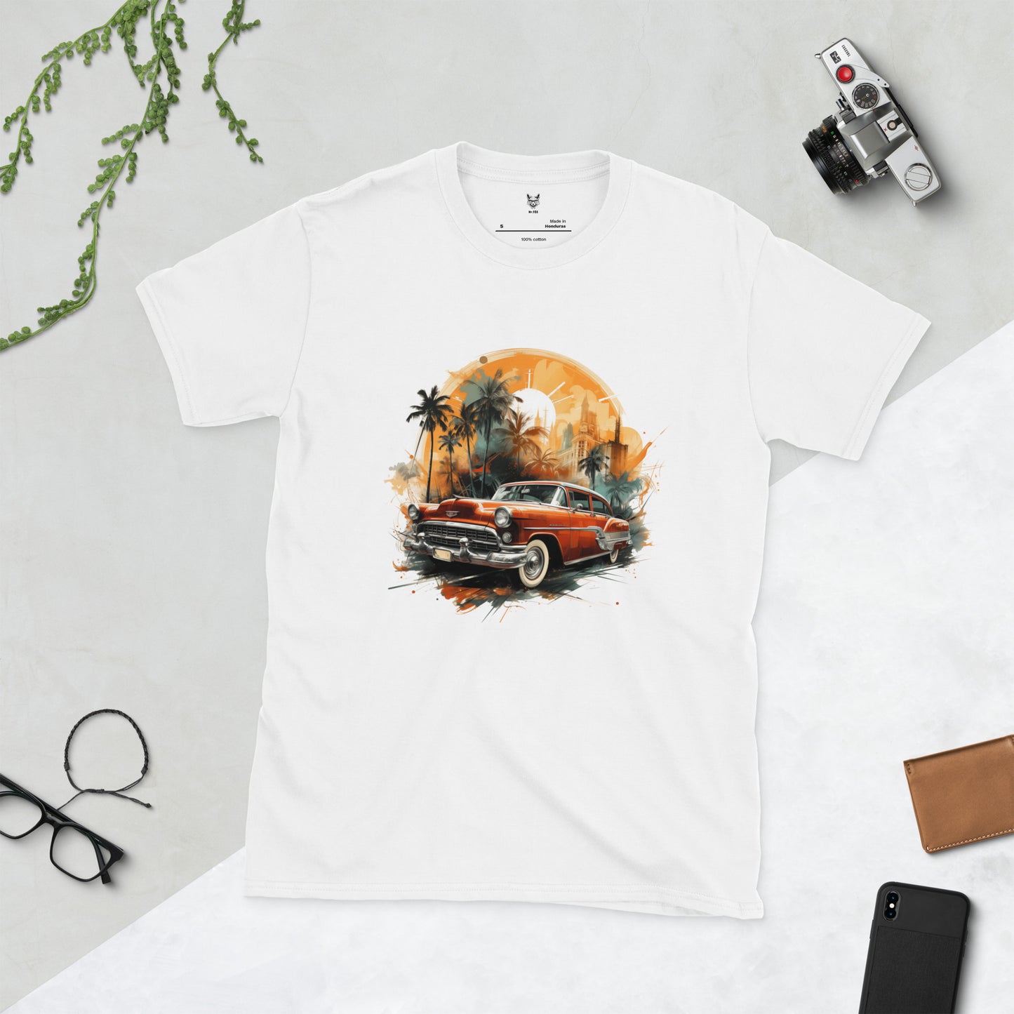 T-shirt unisex z krótkim rękawem „RETRO CAR” ID: 288 (PREMIUM)