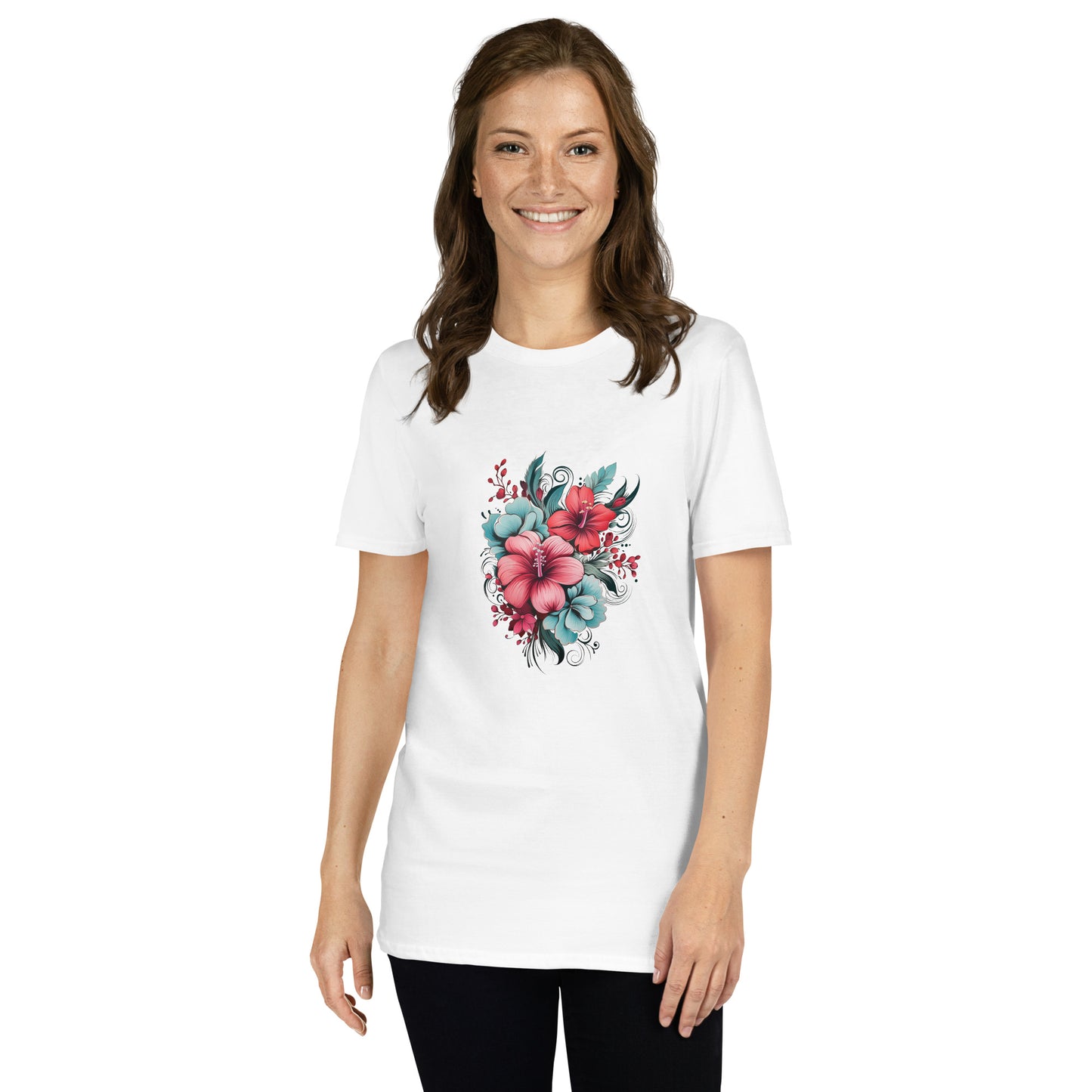 Koszulka unisex z krótkim rękawem „FLOWERS” ID: 293 (PREMIUM)