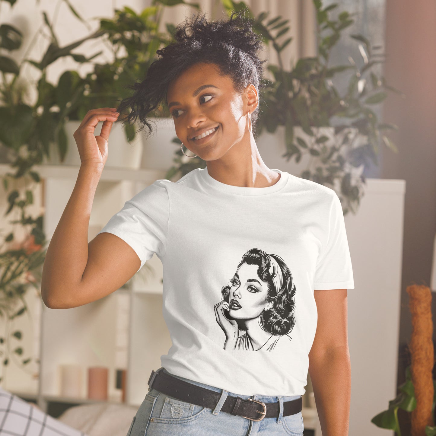 T-Shirt unisex z krótkim rękawem „RETRO GIRL” ID: 294 (PREMIUM)