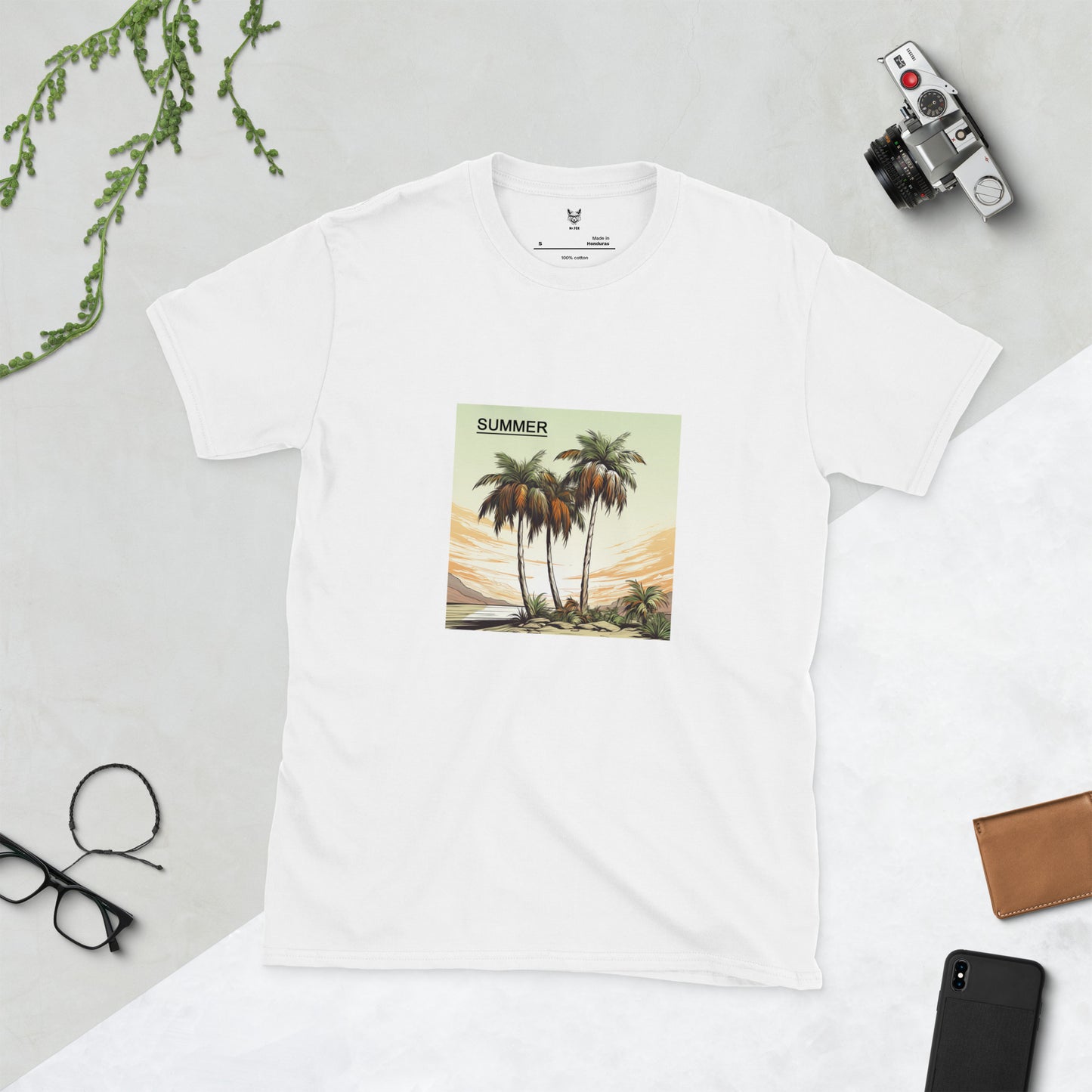 T-Shirt unisex z krótkim rękawem „PALMS SUMMER” ID: 303 (PREMIUM)