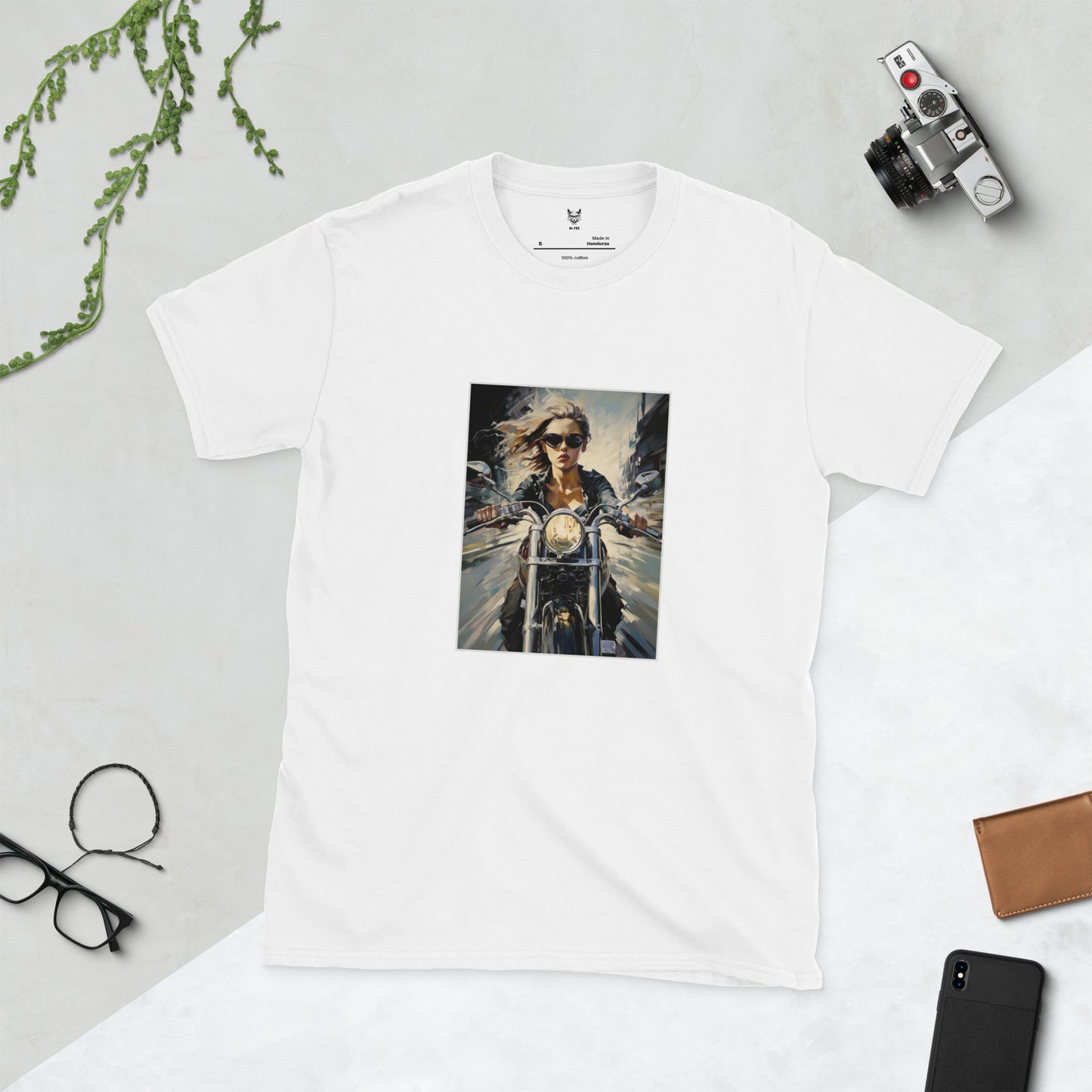 Short-Sleeve Unisex T-Shirt "BIKER GIRL" ID: 322 (PREMIUM)