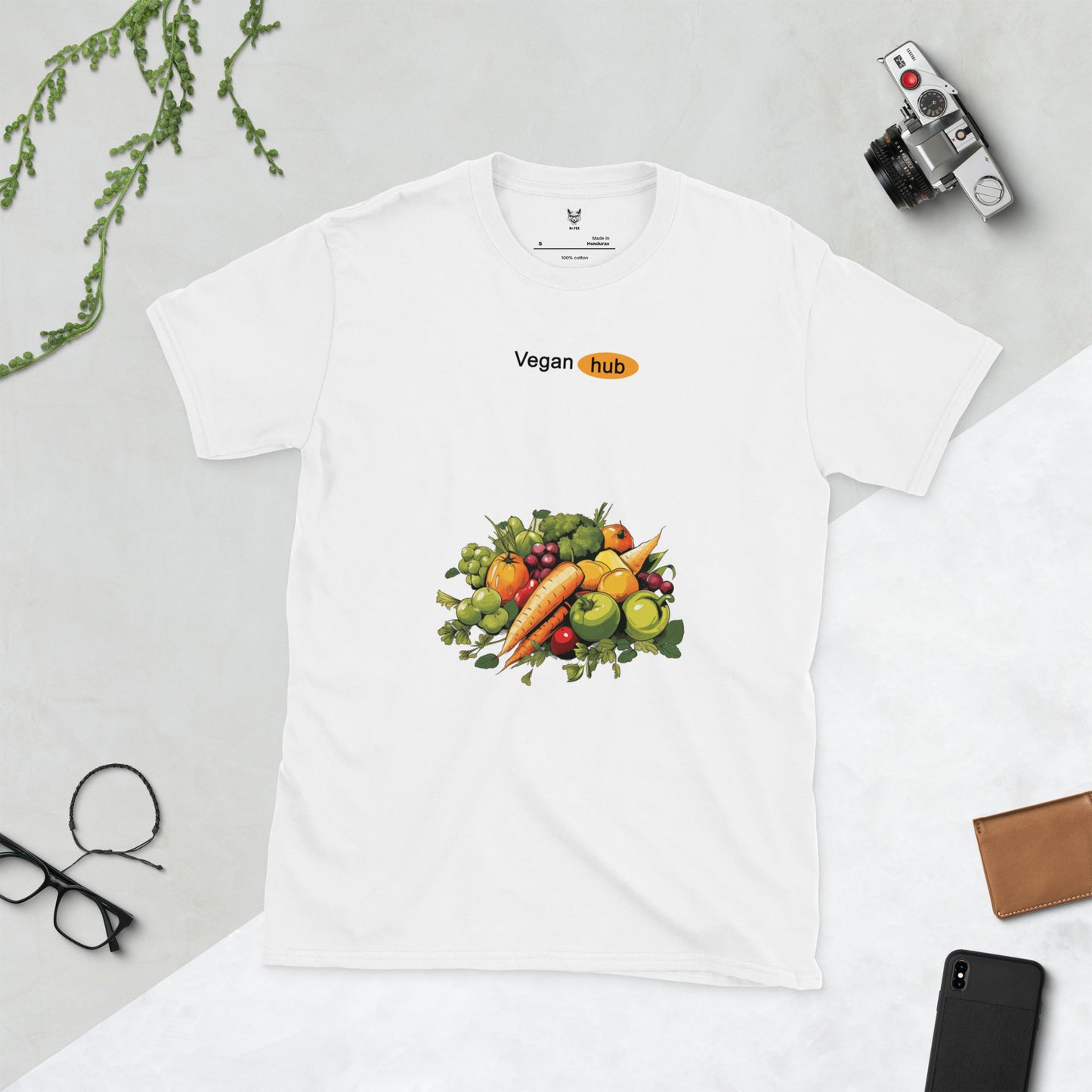 T-shirt unisex z krótkim rękawem „VEGAN HUB” id: 75 (PREMIUM)