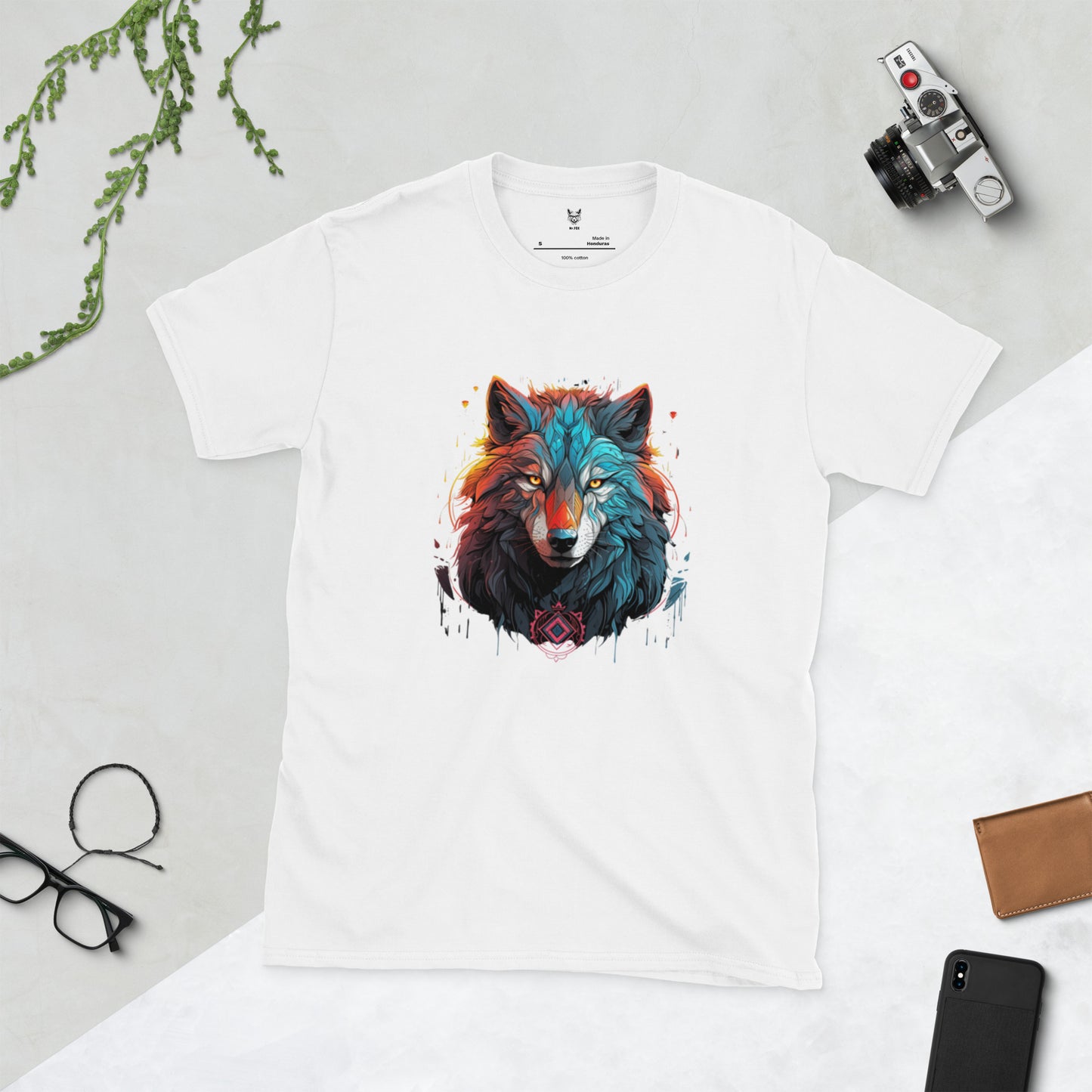 Koszulka unisex z krótkim rękawem "WOLF SHAMAN" ID: 116 (PREMIUM)