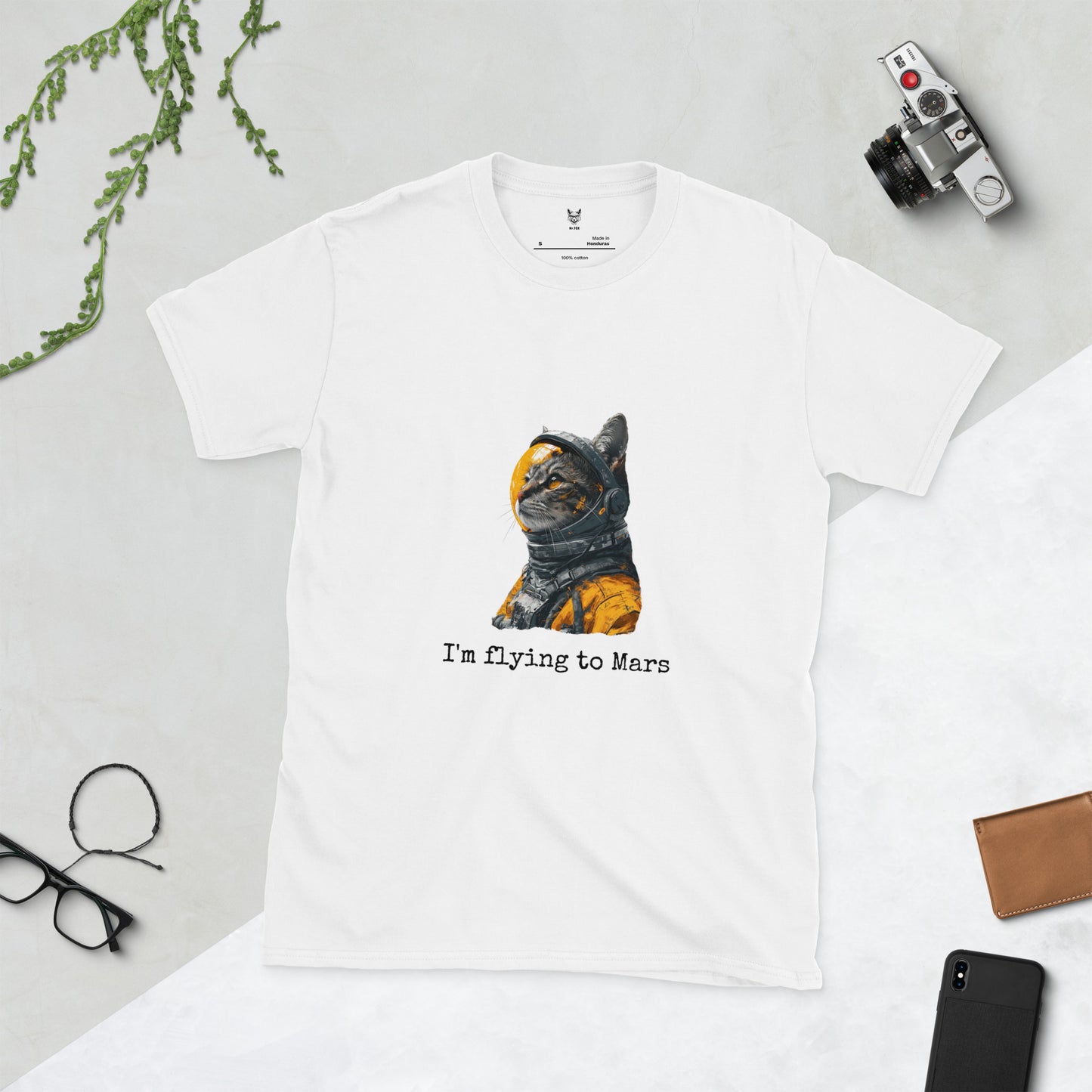 T-shirt unisex z krótkim rękawem „KOT ASTRONAUT” ID: 120 (PREMIUM)