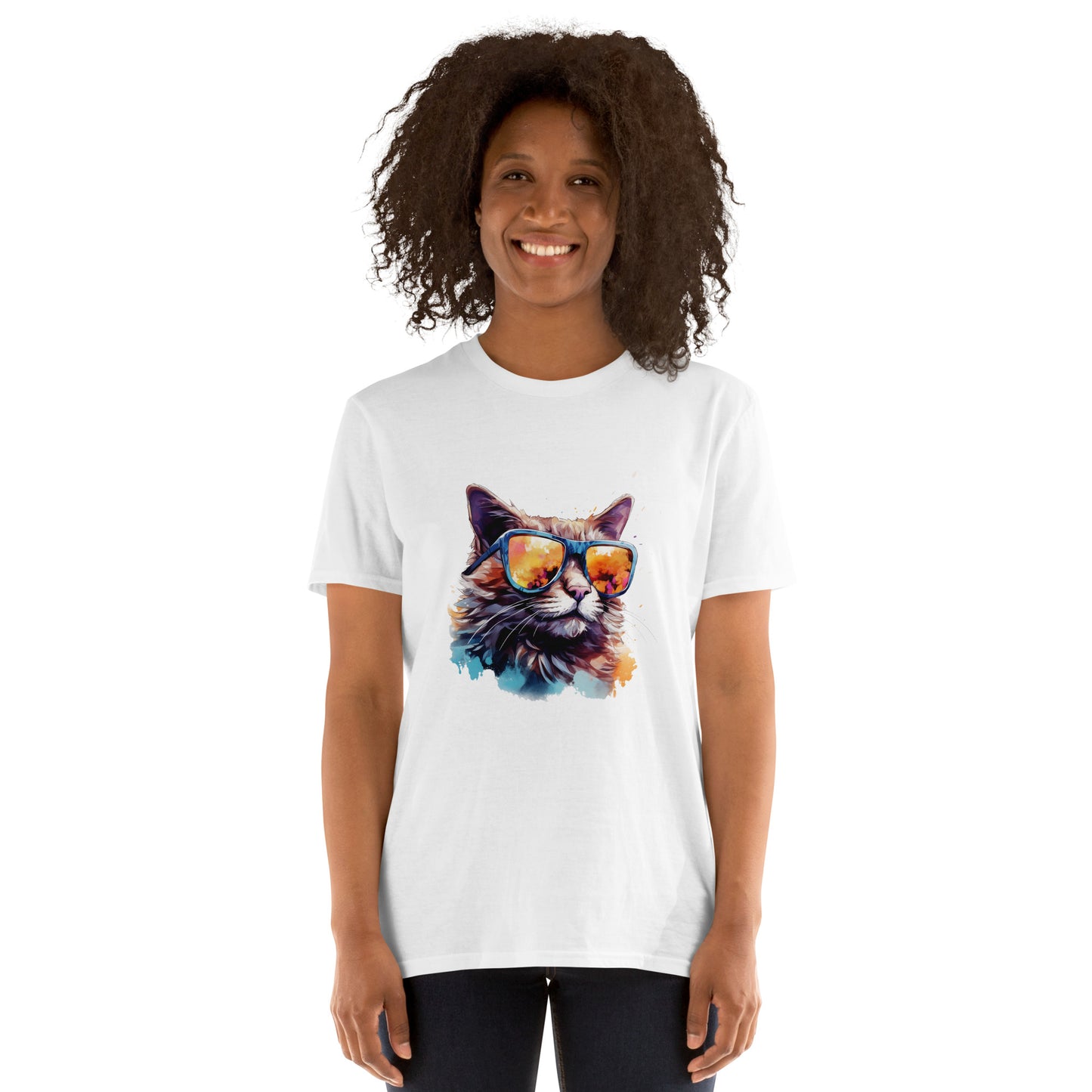 T-shirt unisex z krótkim rękawem „POP ART CAT” ID: 189 (PREMIUM)