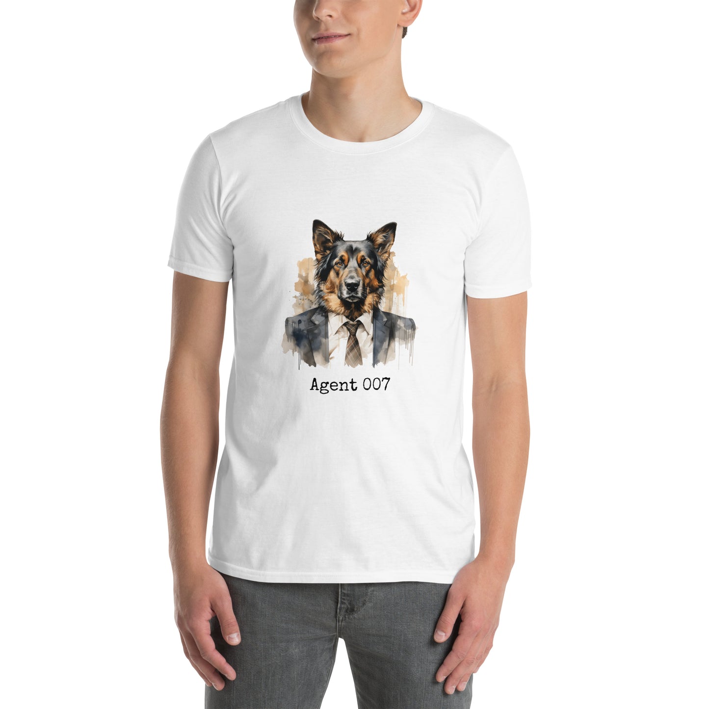 Koszulka unisex z krótkim rękawem "DOG AGENT 007" ID: 277 (PREMIUM)