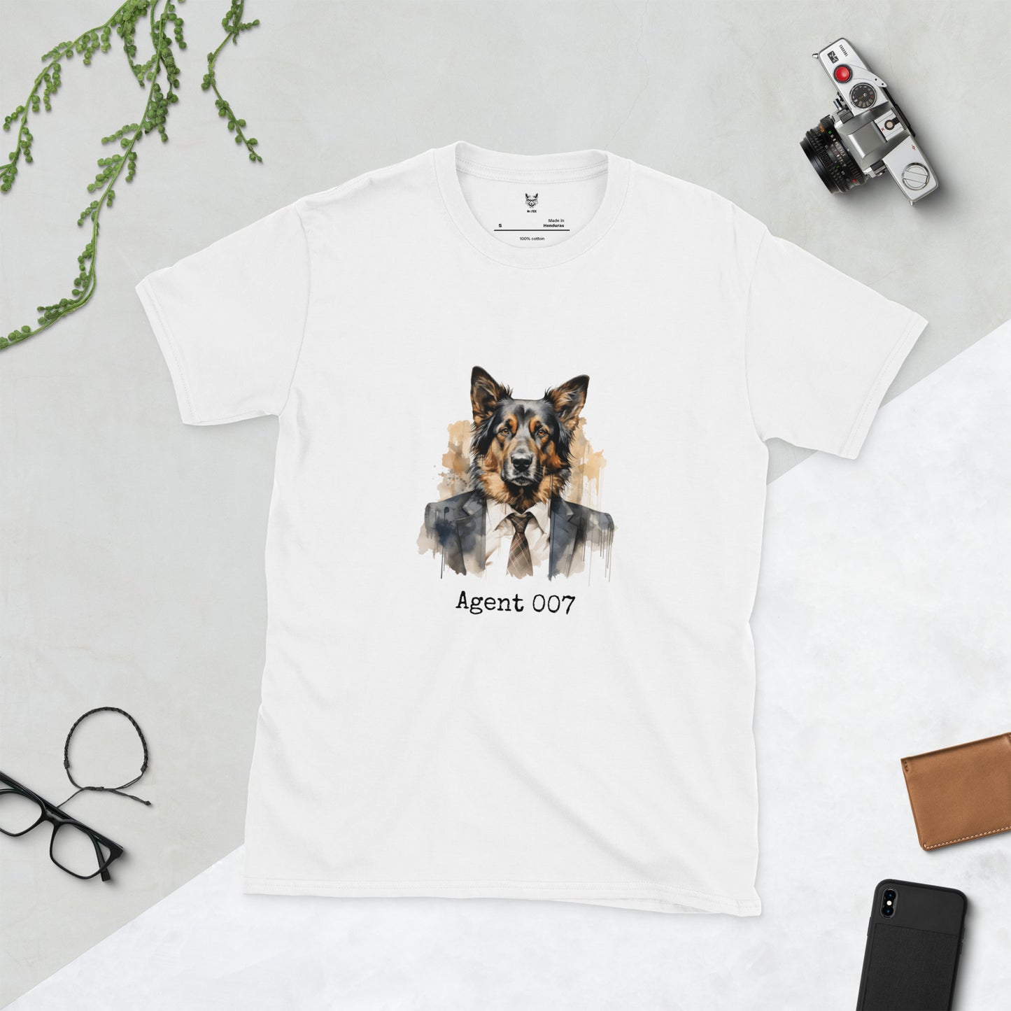 Koszulka unisex z krótkim rękawem "DOG AGENT 007" ID: 277 (PREMIUM)