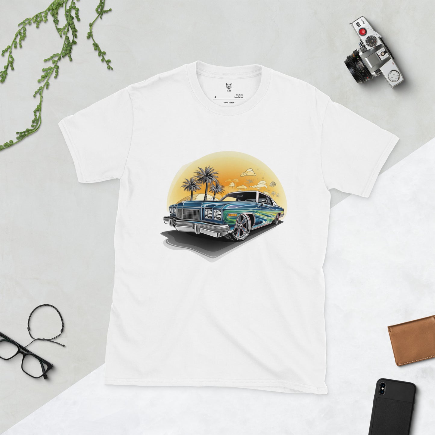 T-shirt unisex z krótkim rękawem „RETRO CAR” ID: 308 (PREMIUM)