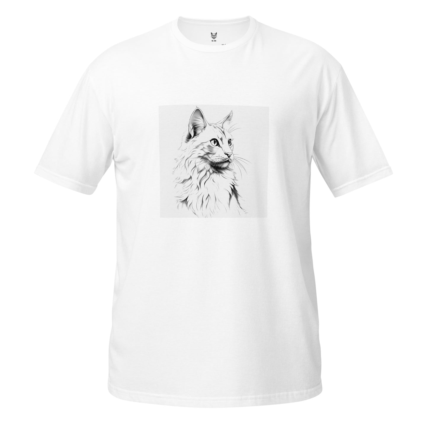 T-Shirt unisex z krótkim rękawem "BIAŁY KOT" ID: 354 (PREMIUM)