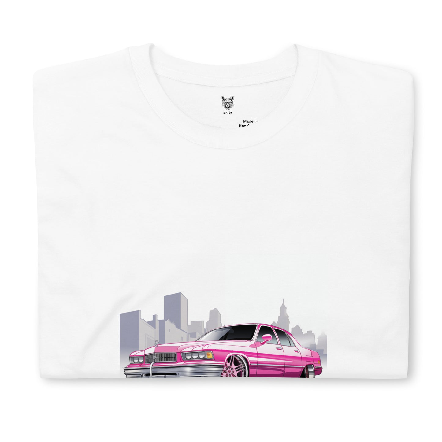 T-shirt unisex z krótkim rękawem „PINK CAR” ID: 361 (PREMIUM)