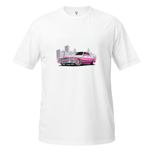 T-shirt unisex z krótkim rękawem „PINK CAR” ID: 361 (PREMIUM)