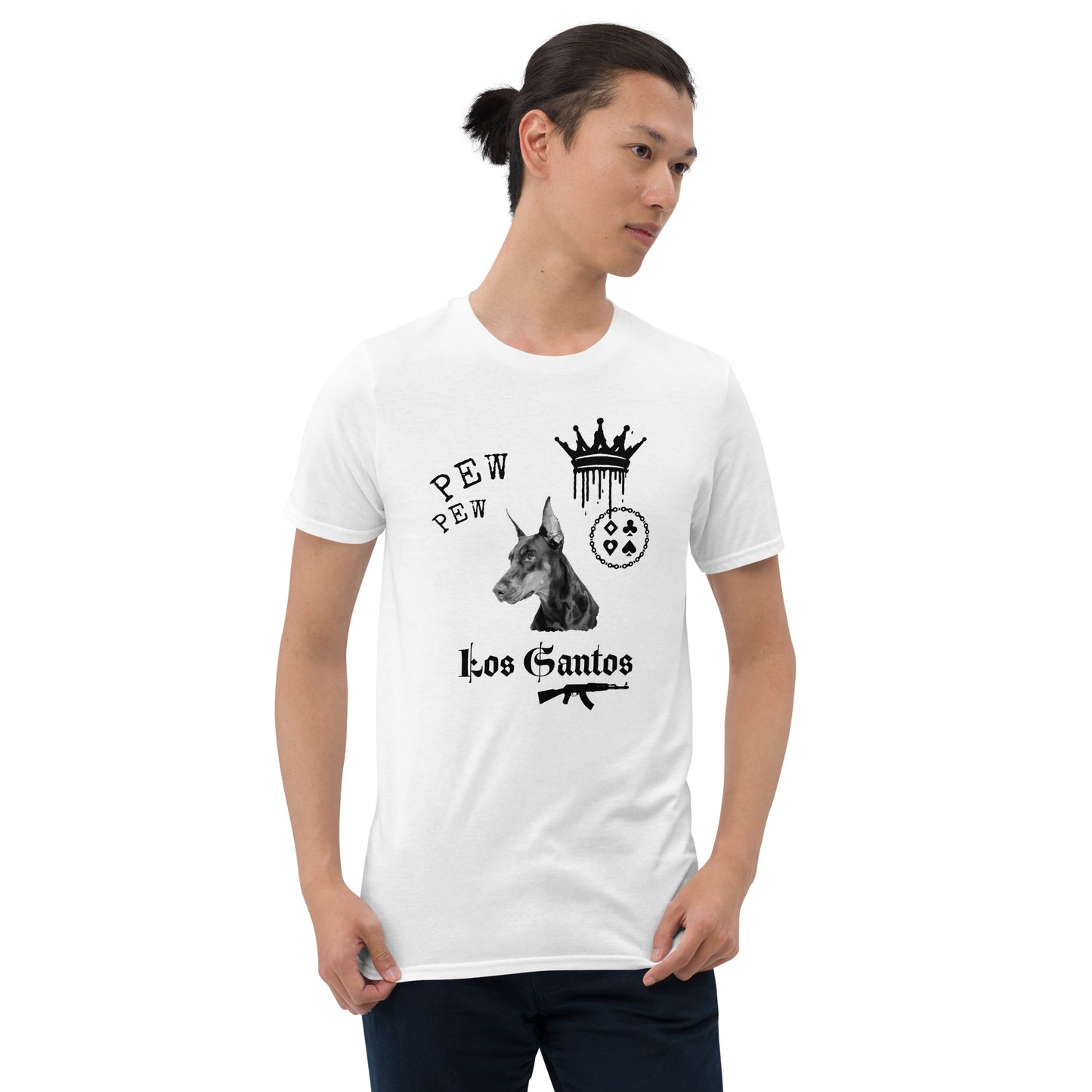 Short-Sleeve Unisex T-Shirt "Dog Los Santos" (back&front) ID: 462 (PREMIUM)