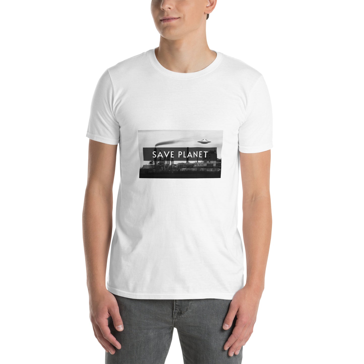 Short-Sleeve Unisex T-Shirt "Save Planet" (front&back) ID: 502 (PREMIUM)