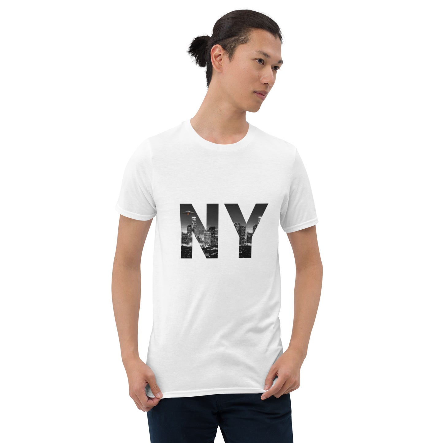 Short-Sleeve Unisex T-Shirt "NY+X+UFO" (front) id: 05